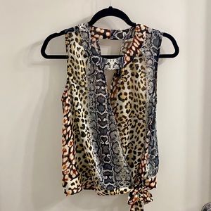 Express animal print wrap blouse